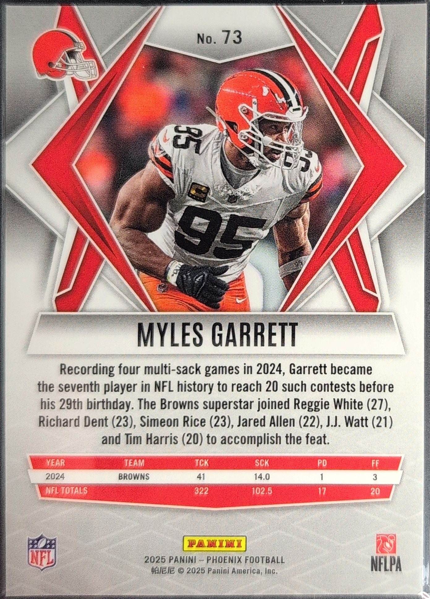 2025 Panini Phoenix Myles Garrett #73 Cleveland Browns back