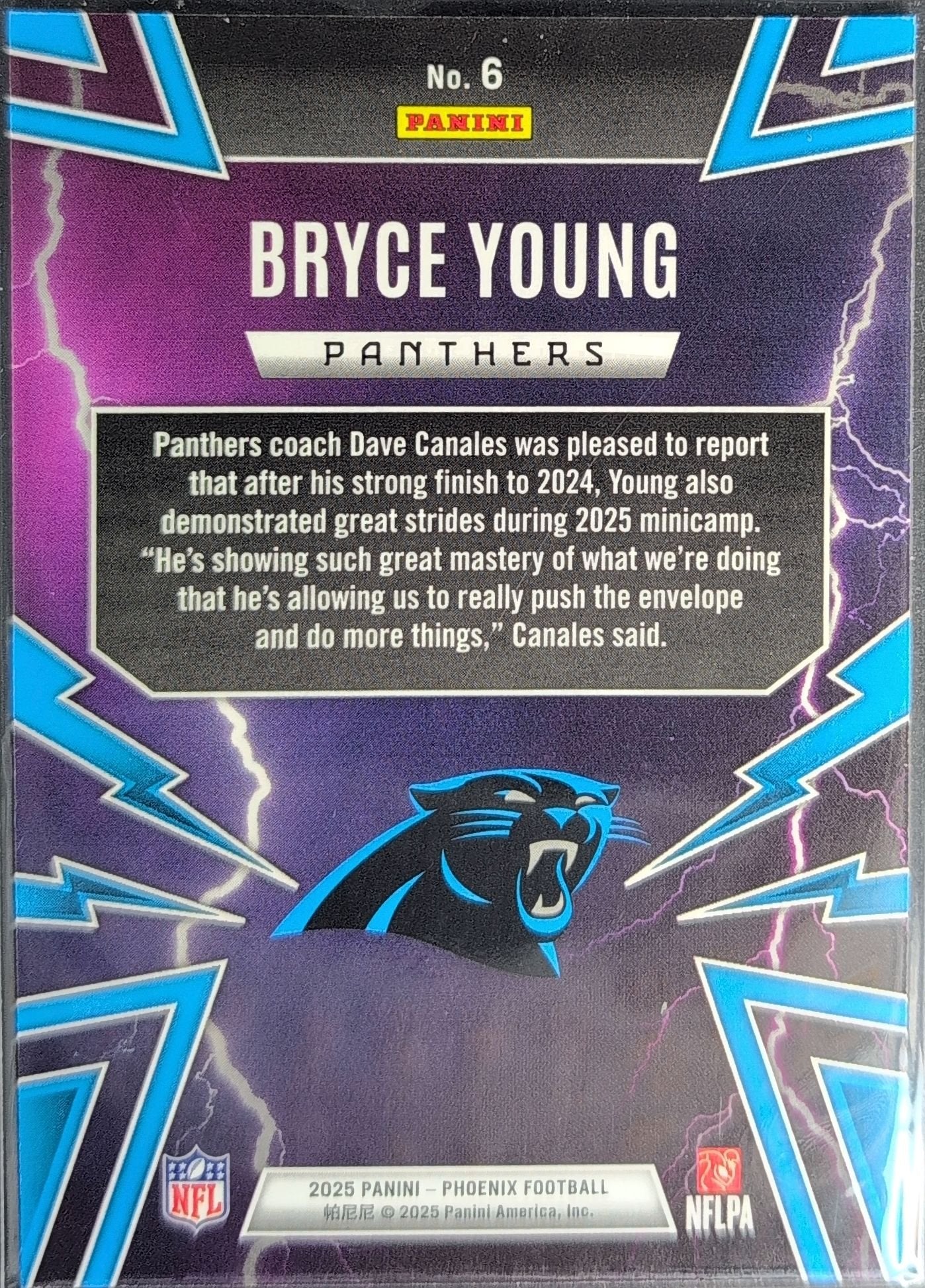 Bryce Young 2025 Panini Phoenix #6 Thunderbirds Carolina Panthers - back image
