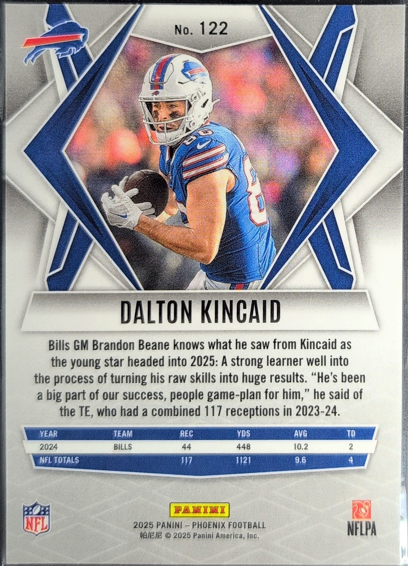 Dalton Kincaid 2025 Panini Phoenix #122 Pyramids Prizm Buffalo Bills - back image