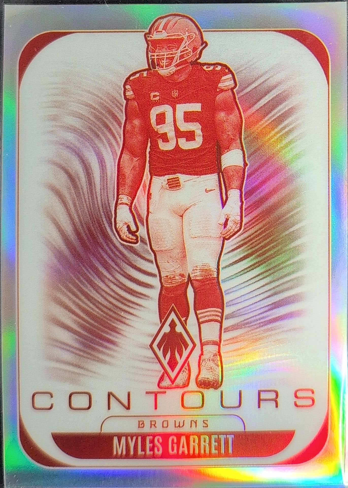 Myles Garrett 2025 Panini Phoenix #8 Contours White Shimmer Prizm Cleveland Browns - front image