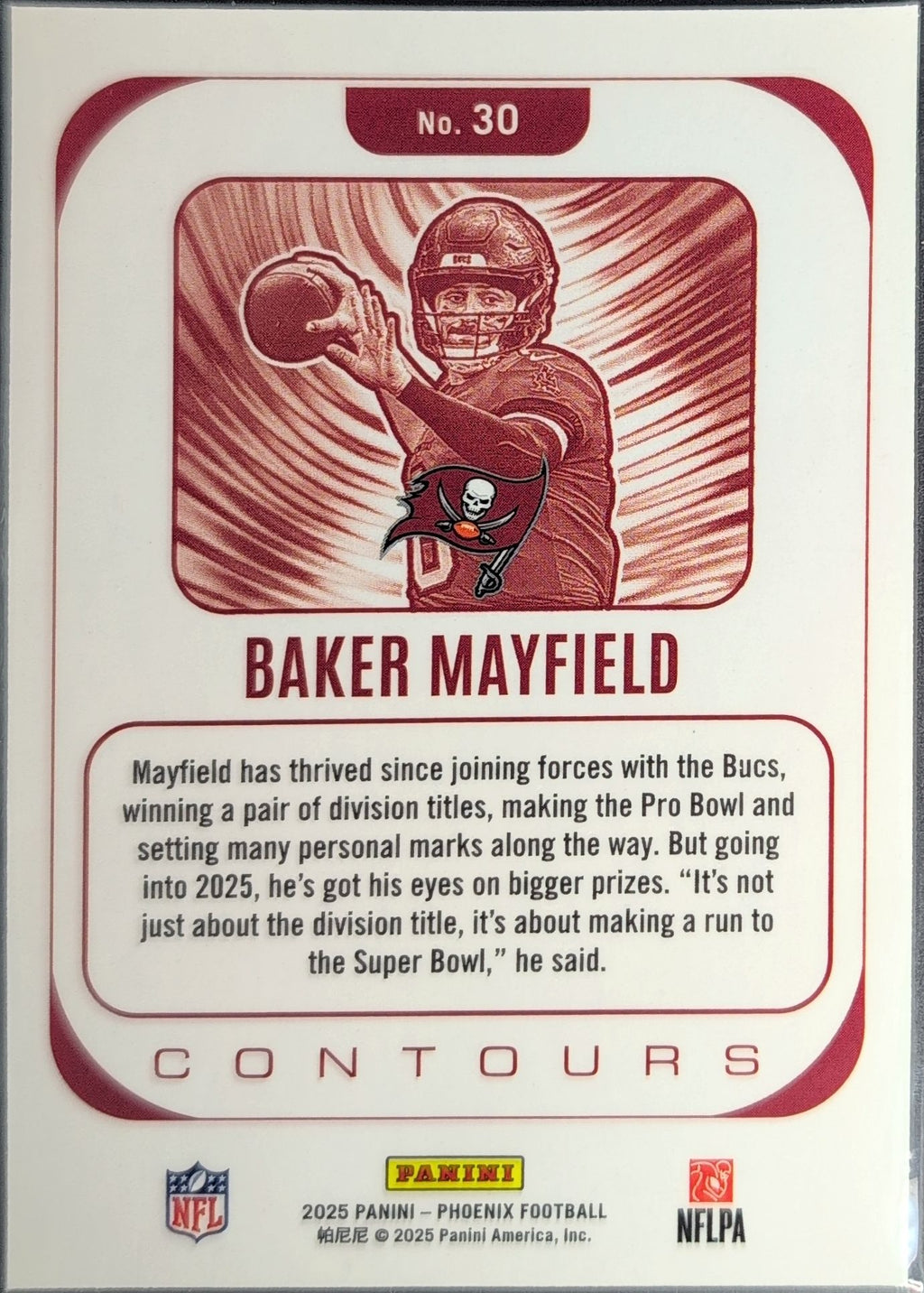 2025 Panini Phoenix Baker Mayfield #30 Contours White Shimmer Prizm Tampa Bay Buccaneers back