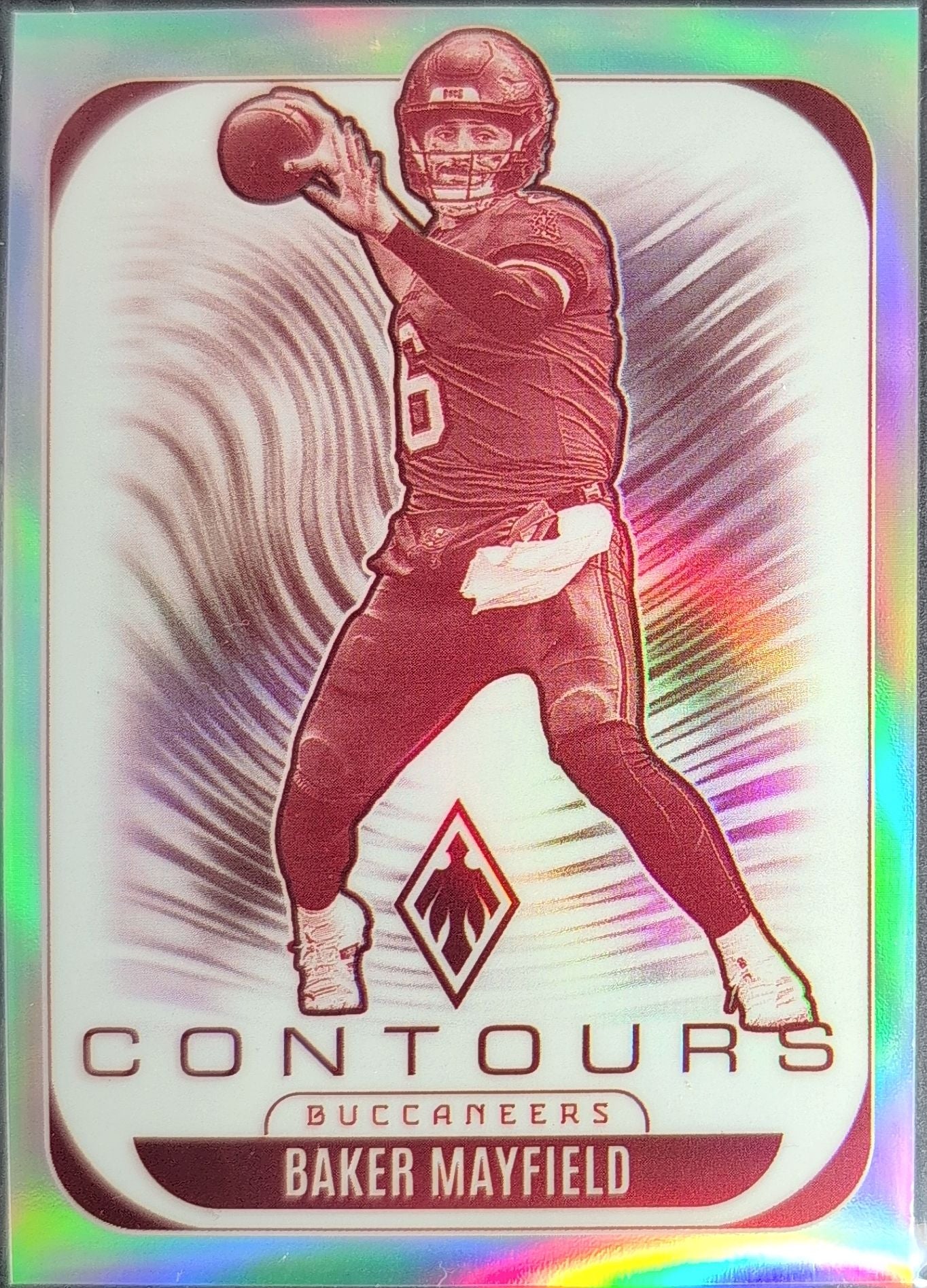 2025 Panini Phoenix Baker Mayfield #30 Contours White Shimmer Prizm Tampa Bay Buccaneers front