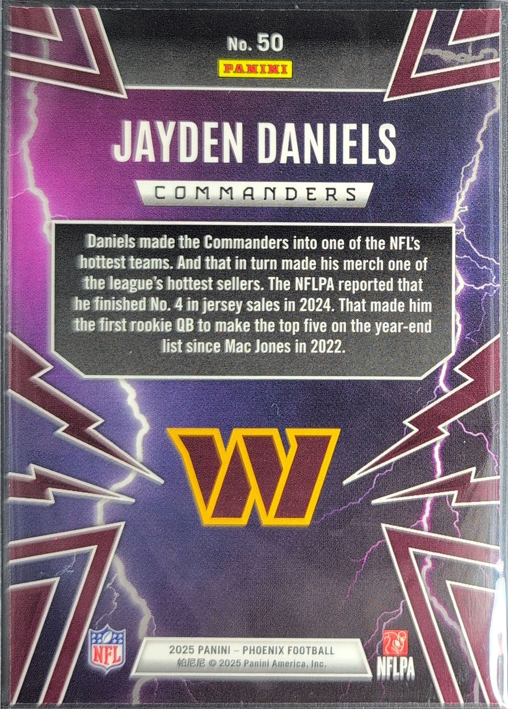 2025 Panini Phoenix Jayden Daniels #50 Thunderbirds Washington Commanders back