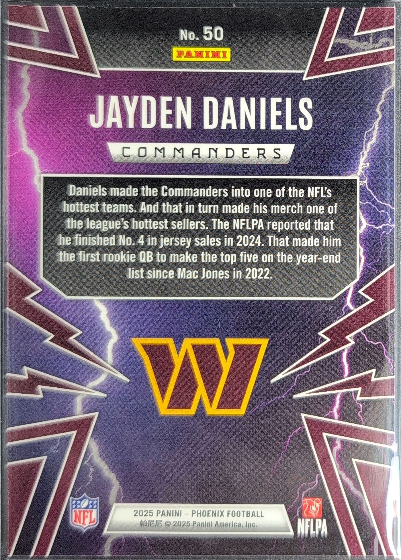 2025 Panini Phoenix Jayden Daniels #50 Thunderbirds Washington Commanders back