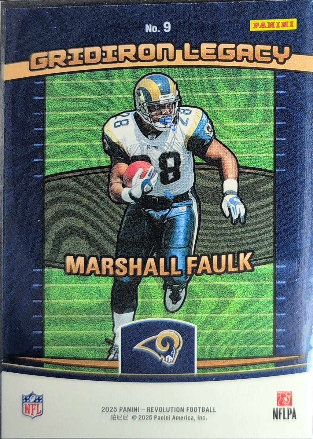 2025 Panini Revolution Marshall Faulk #9 Gridiron Legacy St. Louis Rams back