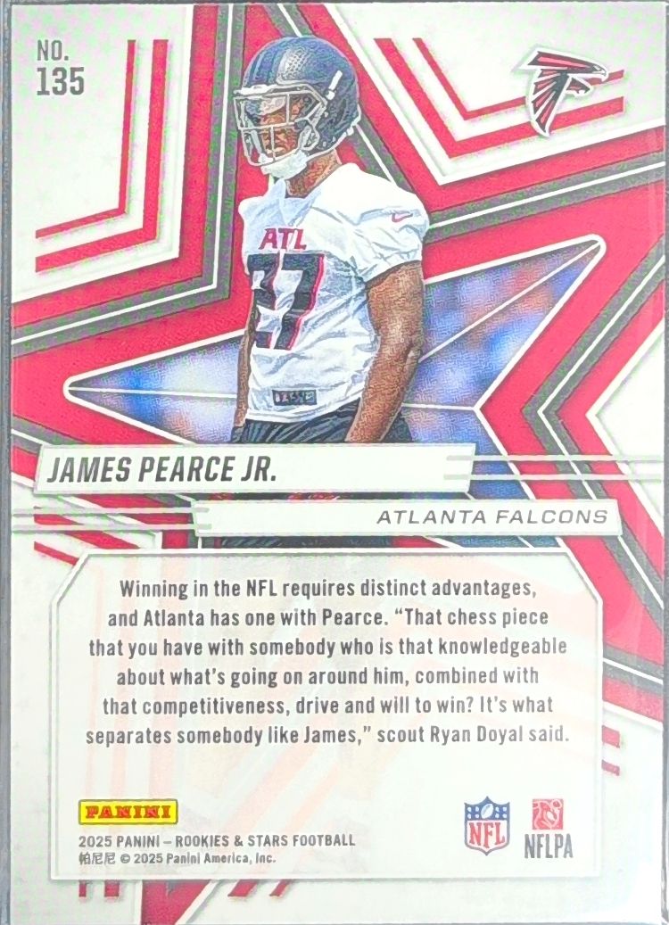 2025 Panini Rookies & Stars James Pearce Jr. #135 Red Atlanta Falcons back