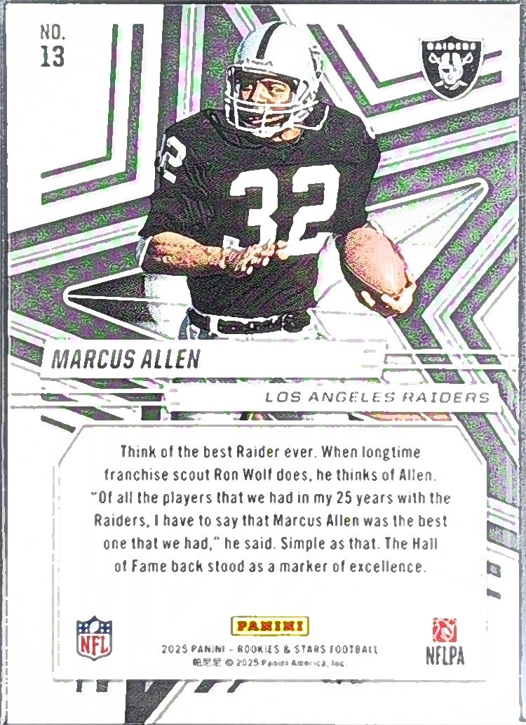 2025 Panini Rookies & Stars Marcus Allen #13 Red Los Angeles Raiders back