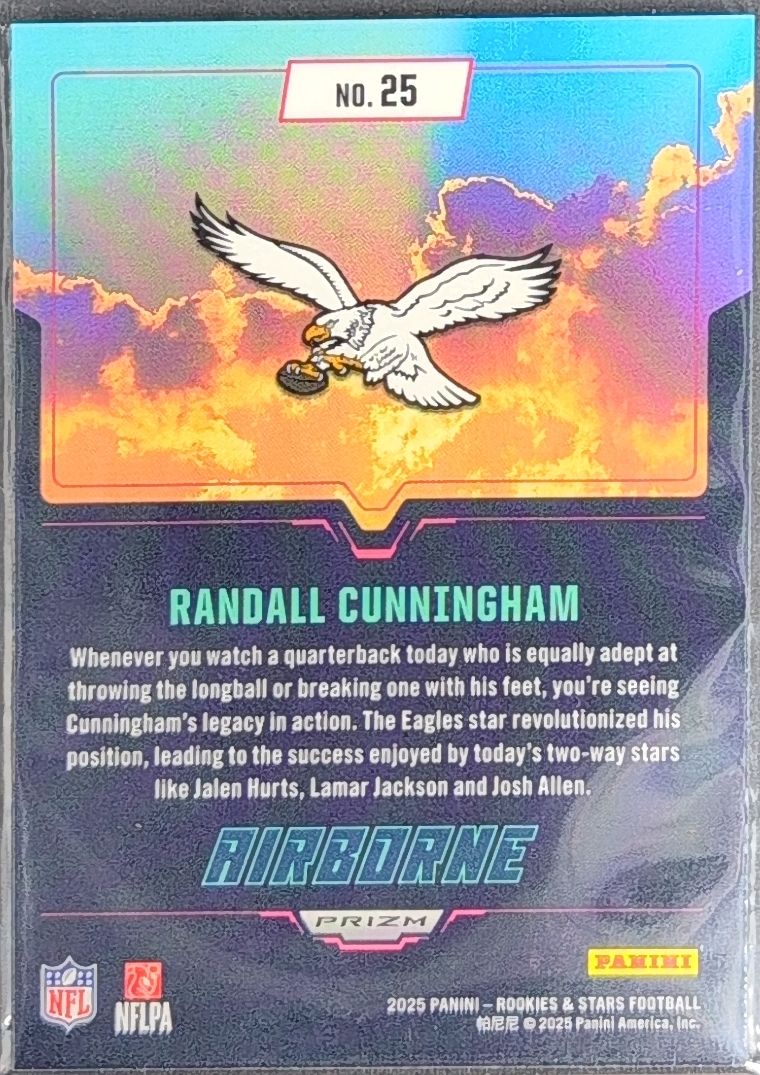 2025 Panini Rookies & Stars Randall Cunningham #25 Airborne Silver Philadelphia Eagles back