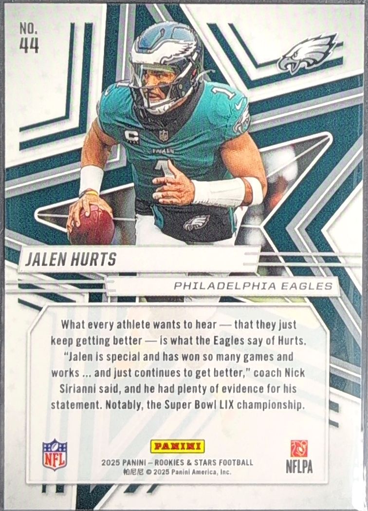 2025 Panini Rookies & Stars Jalen Hurts #44 Red Philadelphia Eagles back