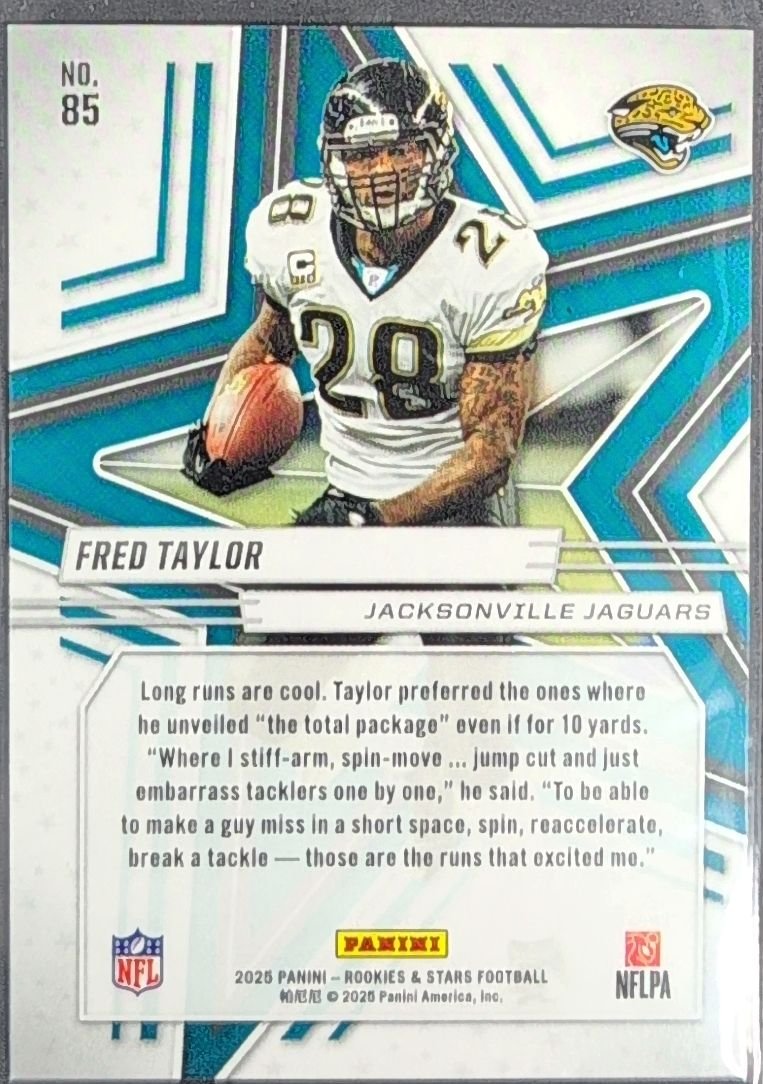 Fred Taylor 2025 Panini Rookies & Stars #85 Red Jacksonville Jaguars - back image