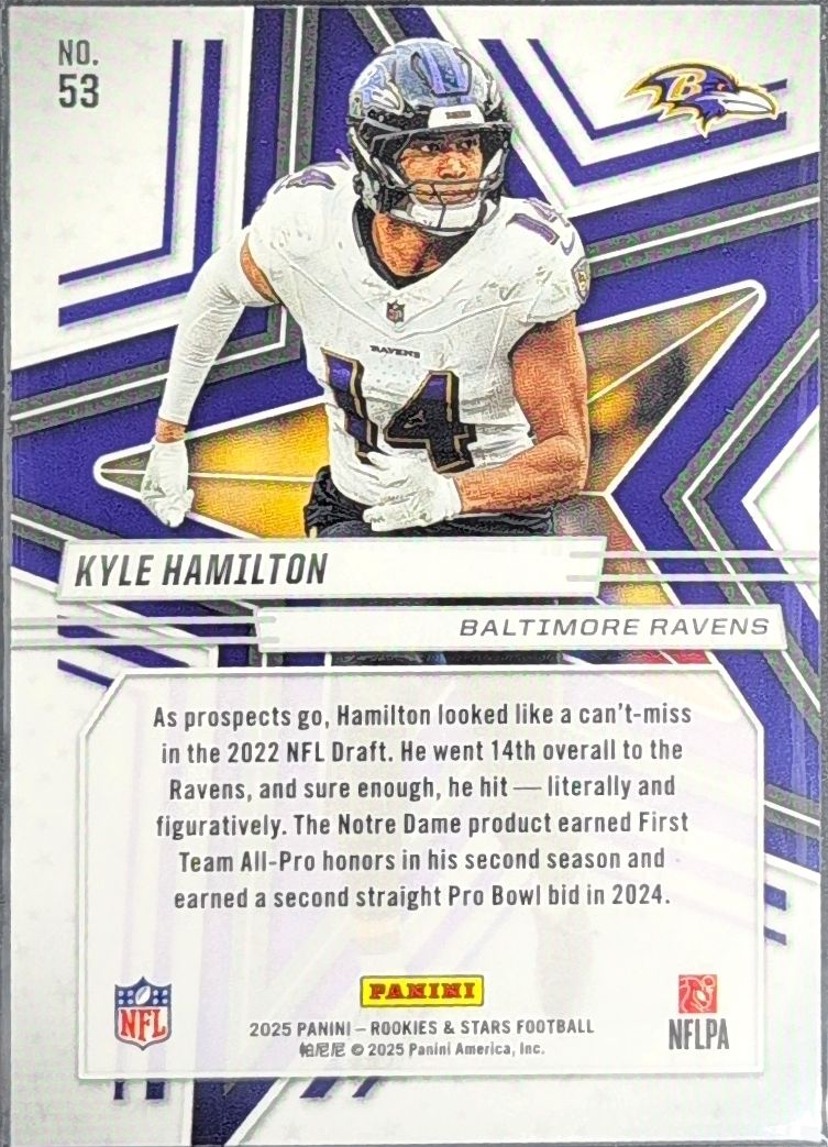 2025 Panini Rookies & Stars Kyle Hamilton #53 Red Baltimore Ravens back
