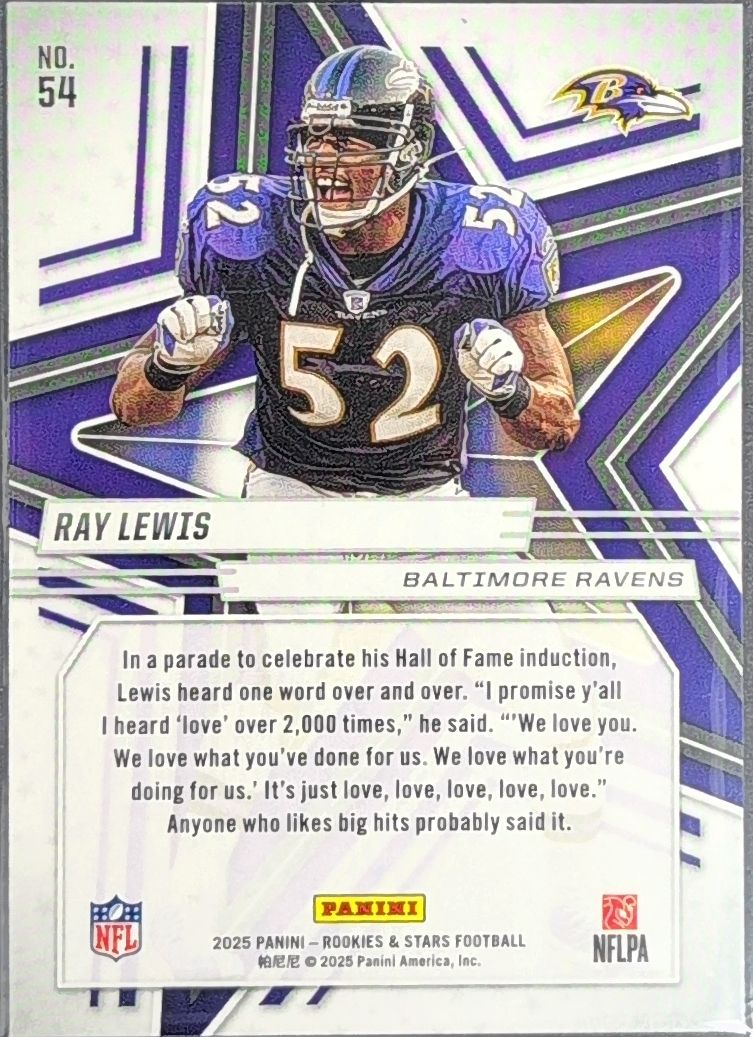 2025 Panini Rookies & Stars Ray Lewis #54 Red Baltimore Ravens back