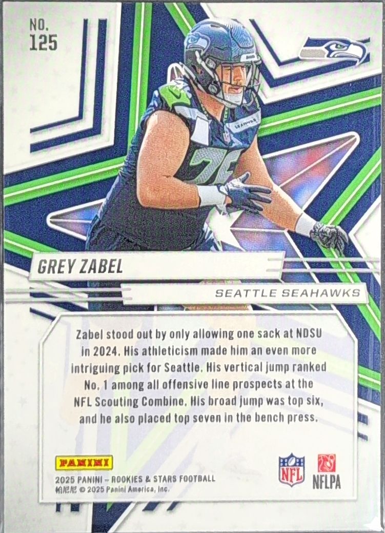 2025 Panini Rookies & Stars Grey Zabel #125 Red RC Seattle Seahawks back