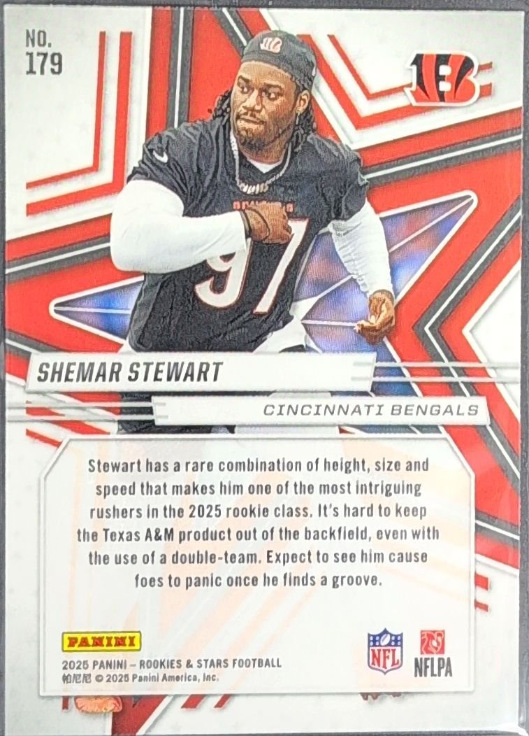 Shemar Stewart 2025 Panini Rookies & Stars #179 Red Rookie RC Cincinnati Bengals - back image