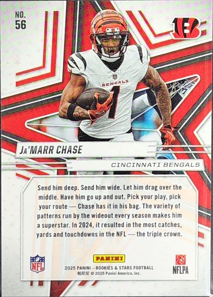 Ja'Marr Chase 2025 Panini Rookies & Stars #56 Cincinnati Bengals - back image