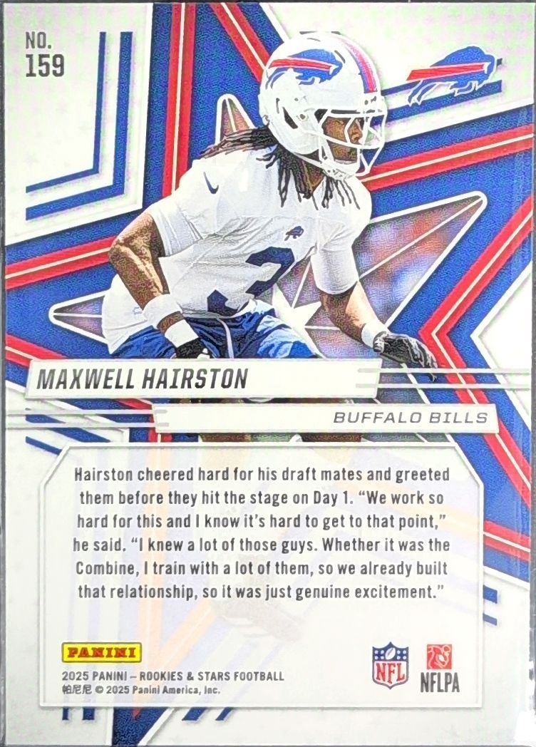 Maxwell Hairston 2025 Panini Rookies & Stars #159 Red Rookie RC Buffalo Bills - back image