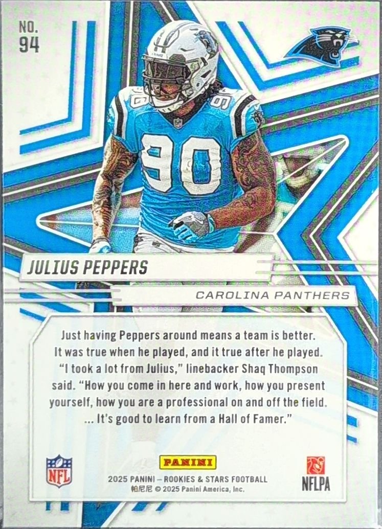 Julius Peppers 2025 Panini Rookies & Stars #94 Red Carolina Panthers - back image