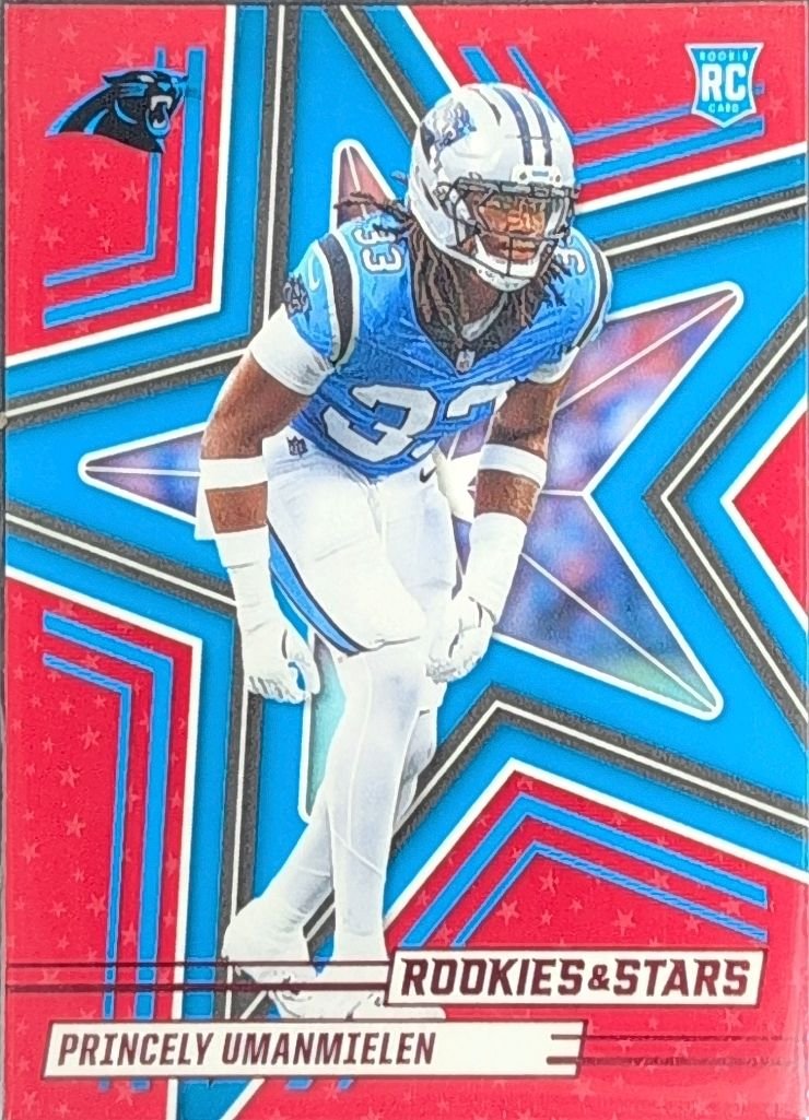 Princely Umanmielen 2025 Panini Rookies & Stars #169 Red Rookie RC Carolina Panthers - front image