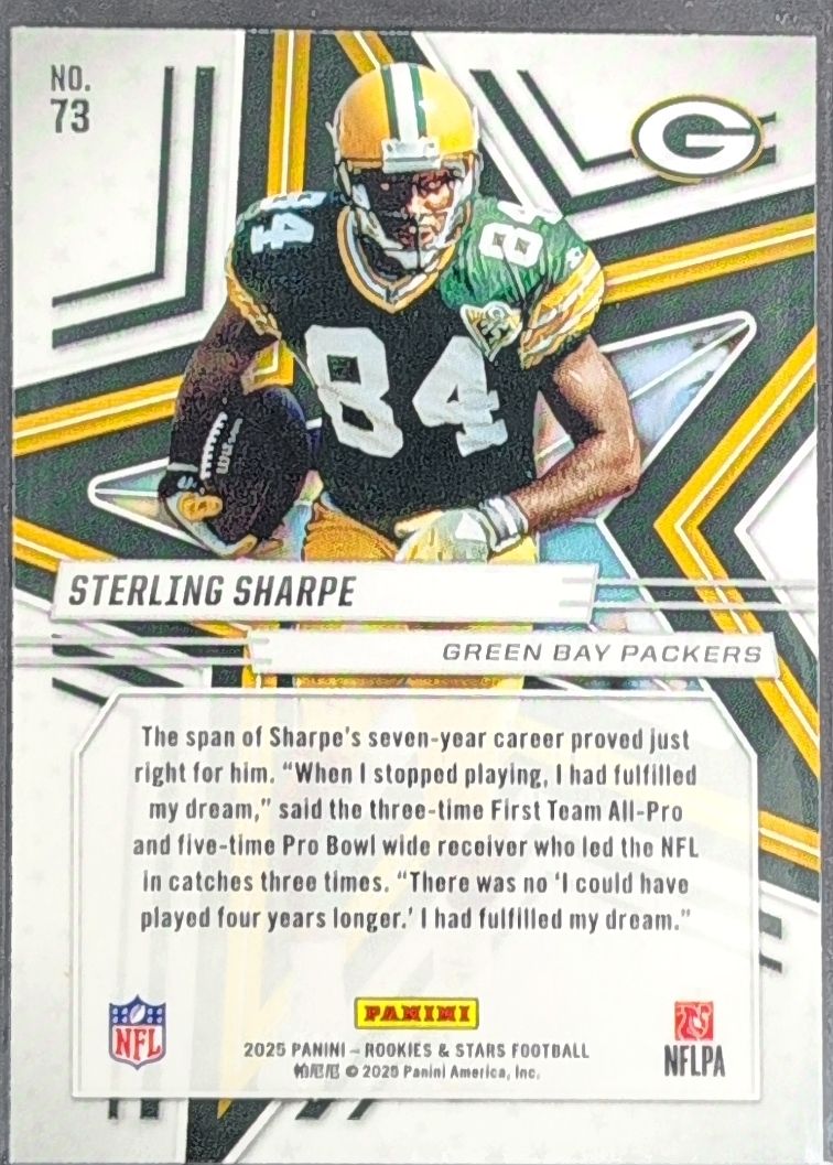 2025 Panini Rookies & Stars Sterling Sharpe #73 Green Green Bay Packers back
