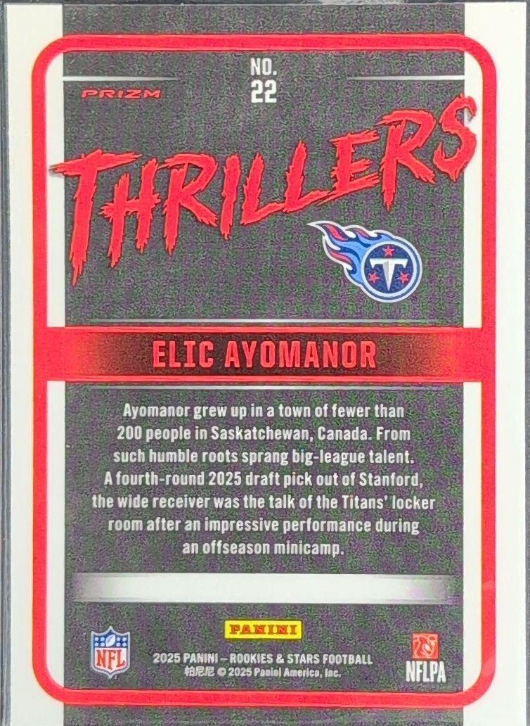 2025 Panini Rookies & Stars Elic Ayomanor #22 Thrillers Silver Tennessee Titans back