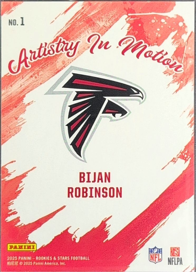 2025 Panini Rookies & Stars Bijan Robinson #1 Artistry in Motion Atlanta Falcons back