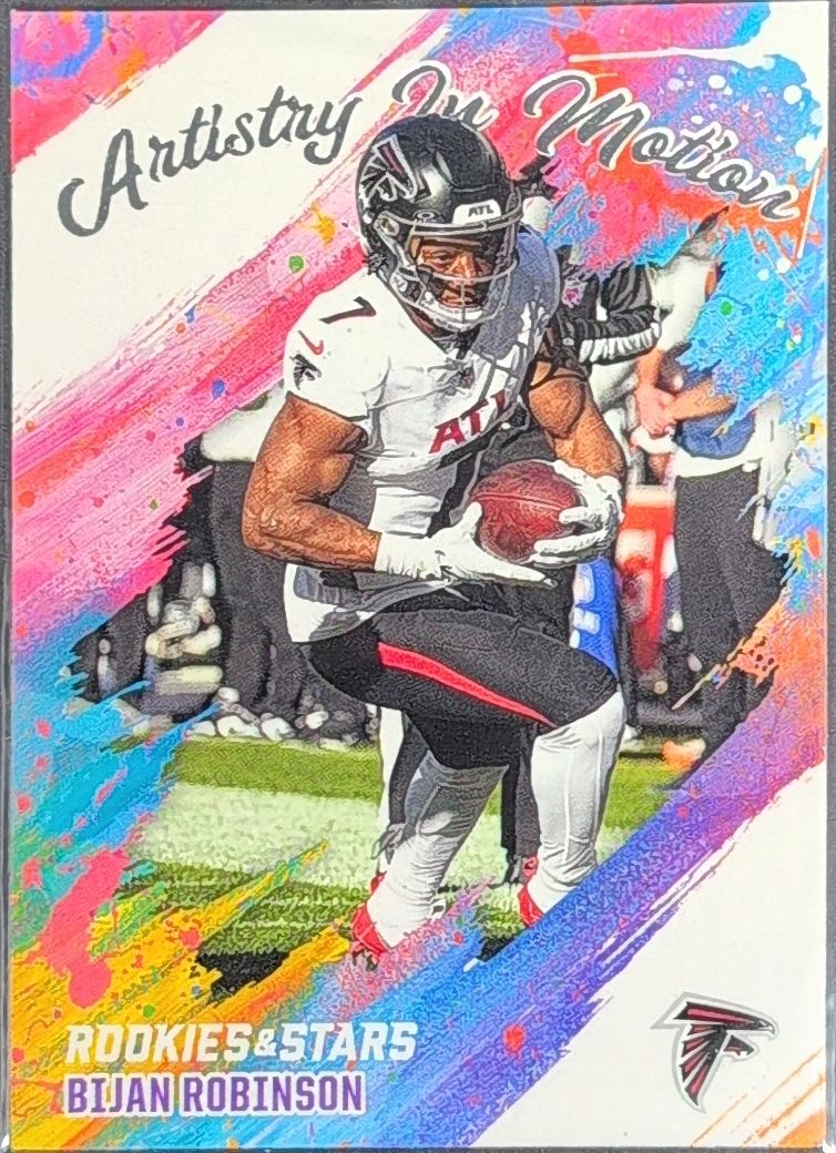 2025 Panini Rookies & Stars Bijan Robinson #1 Artistry in Motion Atlanta Falcons front
