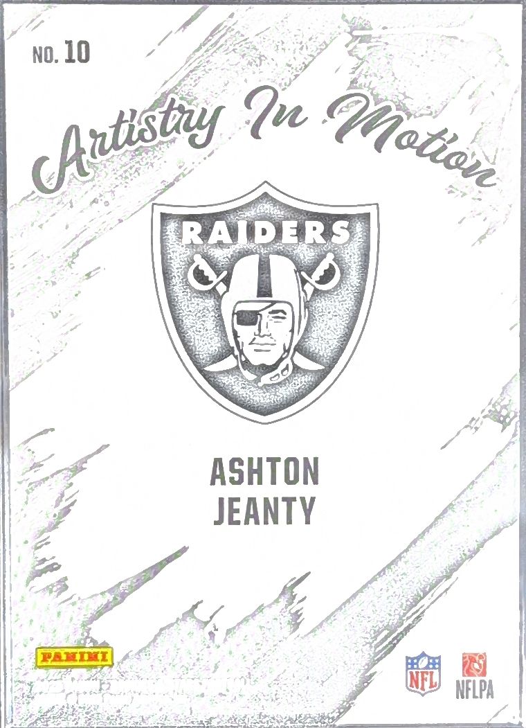 2025 Panini Rookies & Stars Ashton Jeanty #10 Artistry in Motion Las Vegas Raiders back