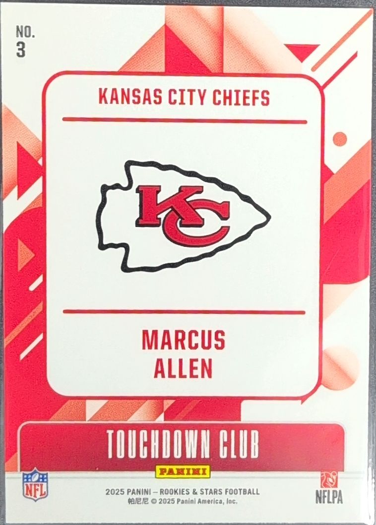 2025 Panini Rookies & Stars Marcus Allen #3 Touchdown Club Kansas City Chiefs back
