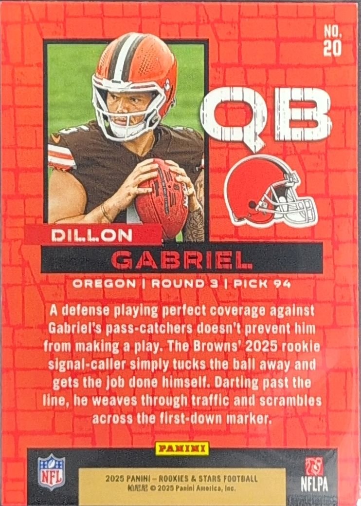 Dillon Gabriel 2025 Panini Rookies & Stars #20 Draft Class Cleveland Browns - back image
