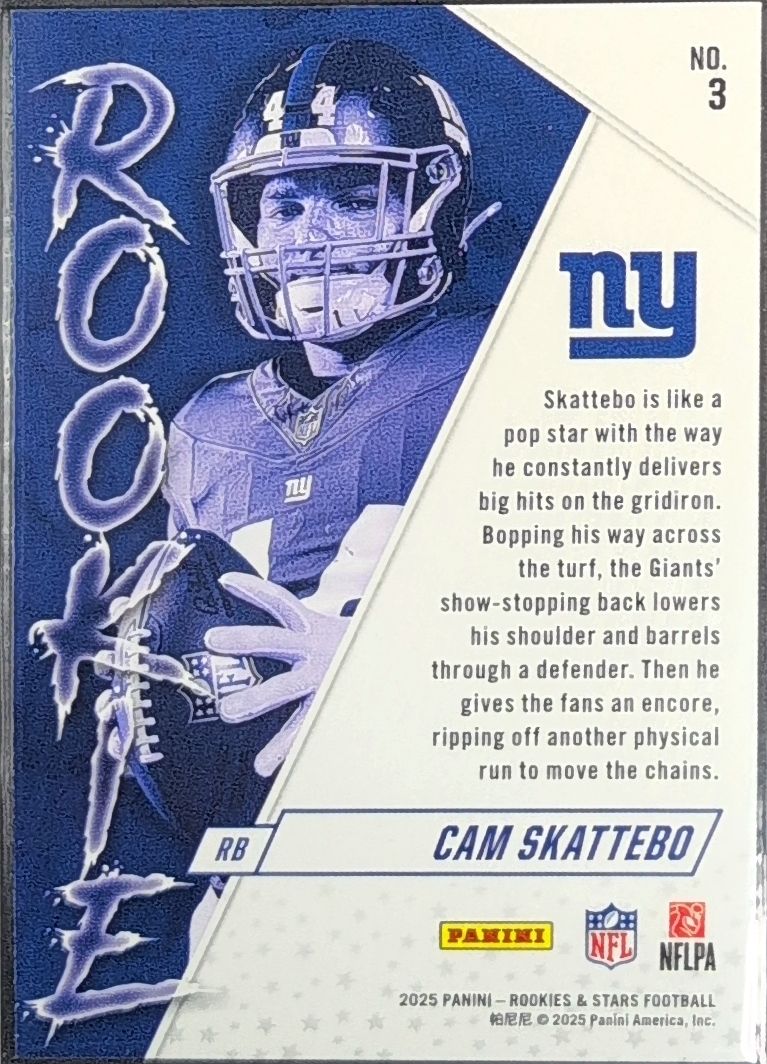 2025 Panini Rookies & Stars Cam Skattebo #3 Rookie Exclusive New York Giants back