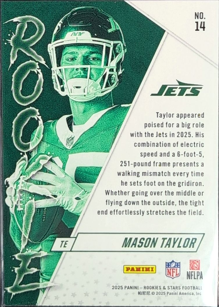 2025 Panini Rookies & Stars Mason Taylor #14 Rookie Exclusive New York Jets back