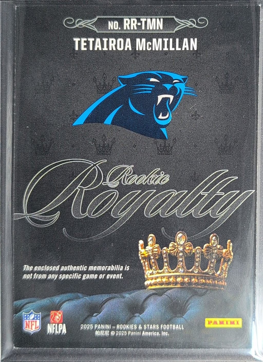 Tetairoa McMillan 2025 Panini Rookies & Stars #RR-TMN Rookie Royalty Carolina Panthers - back image