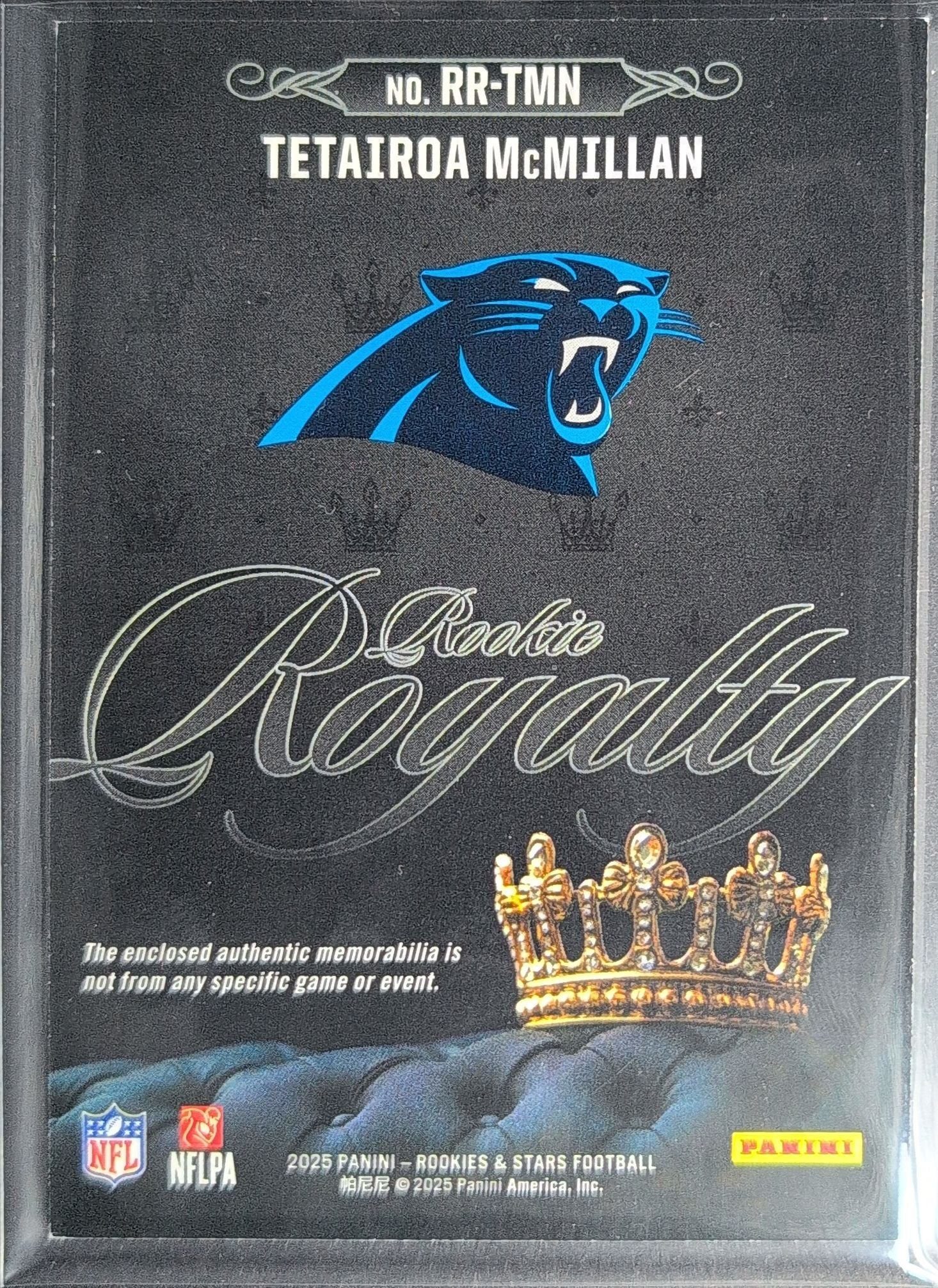 Tetairoa McMillan 2025 Panini Rookies & Stars #RR-TMN Rookie Royalty Carolina Panthers - back image