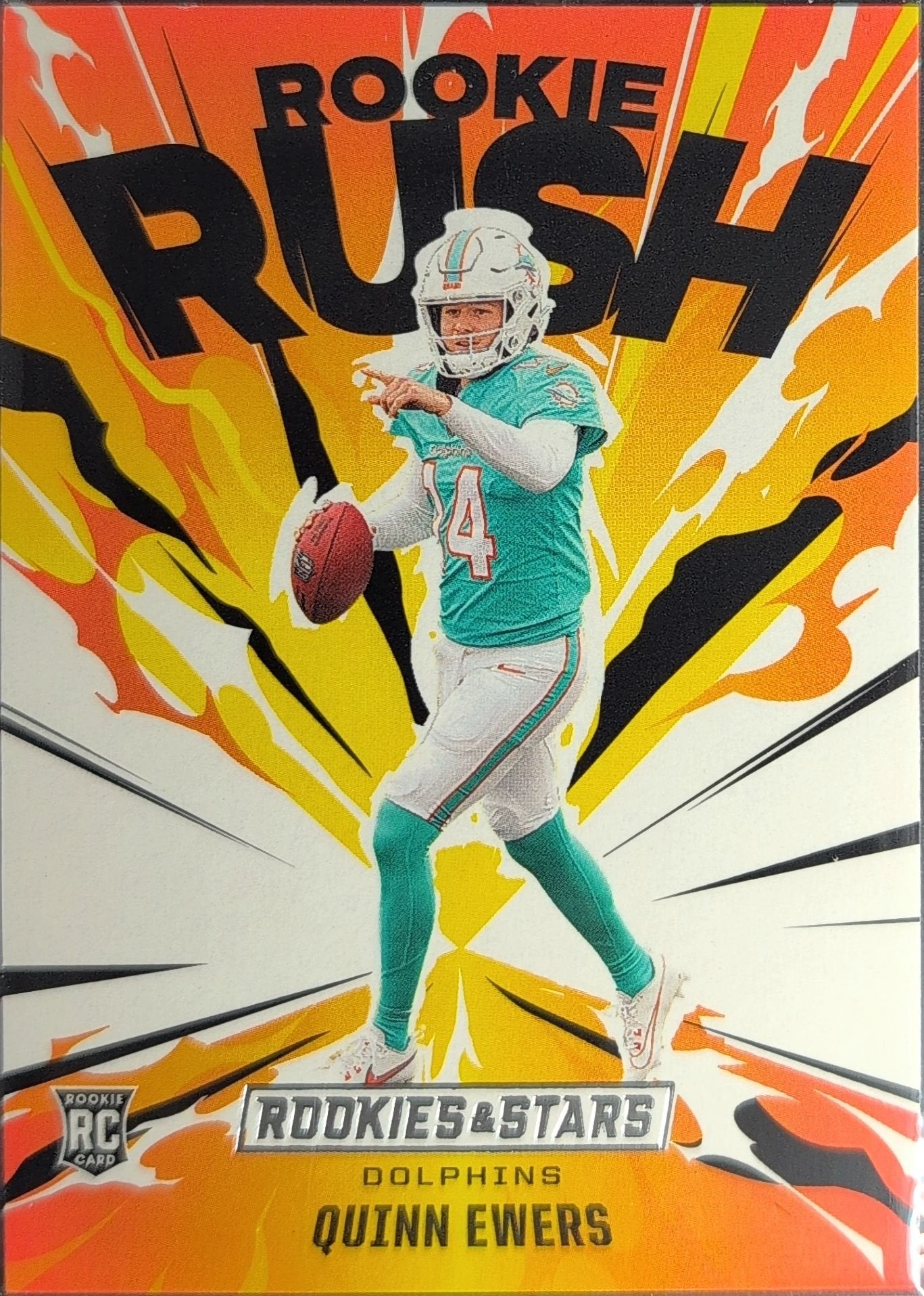 Quinn Ewers 2025 Panini Rookies & Stars #14 Rookie Rush Miami Dolphins - front image