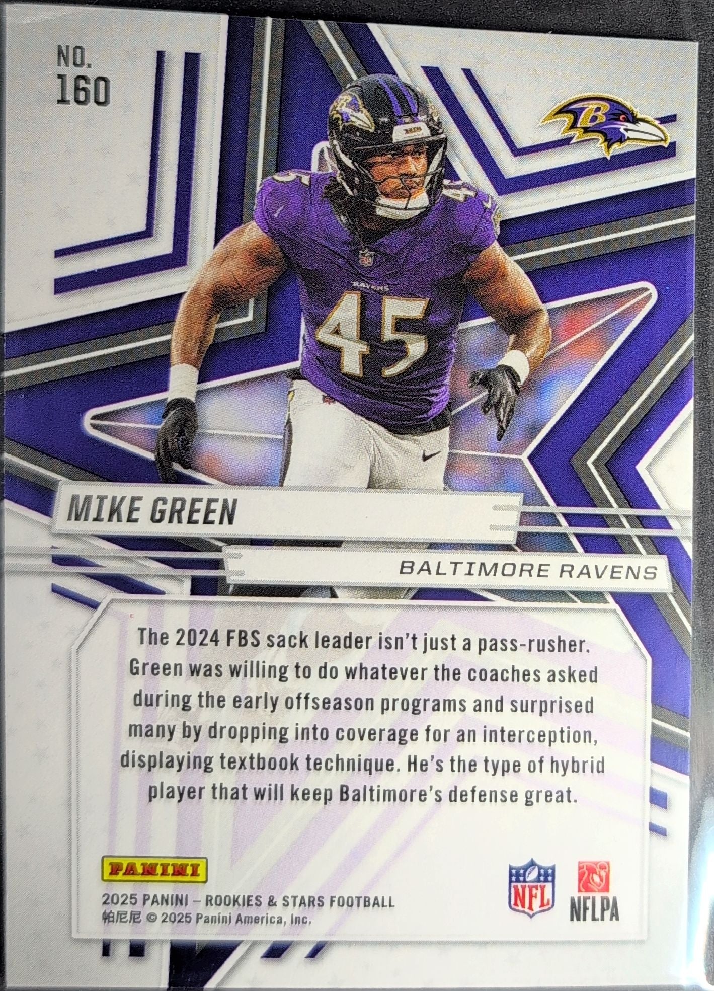 2025 Panini Rookies & Stars Mike Green #160 Red RC Baltimore Ravens back