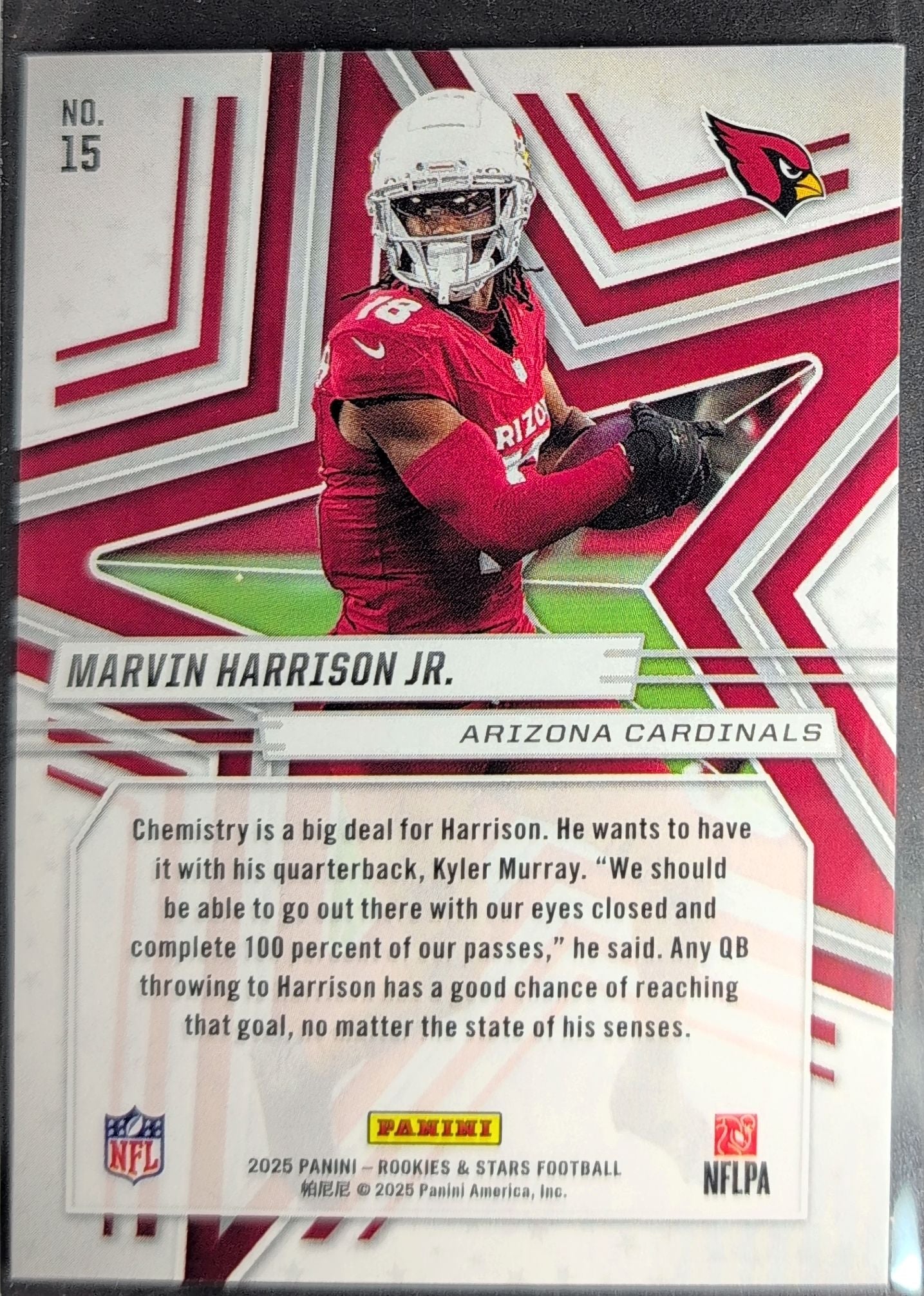 2025 Panini Rookies & Stars Marvin Harrison Jr. #15 Red Arizona Cardinals back