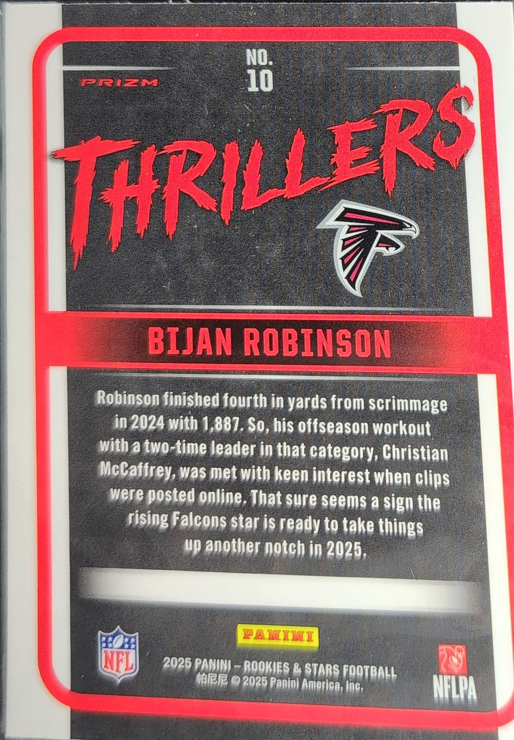 2025 Panini Rookies & Stars Bijan Robinson #10 Thrillers Red Plaid Atlanta Falcons back