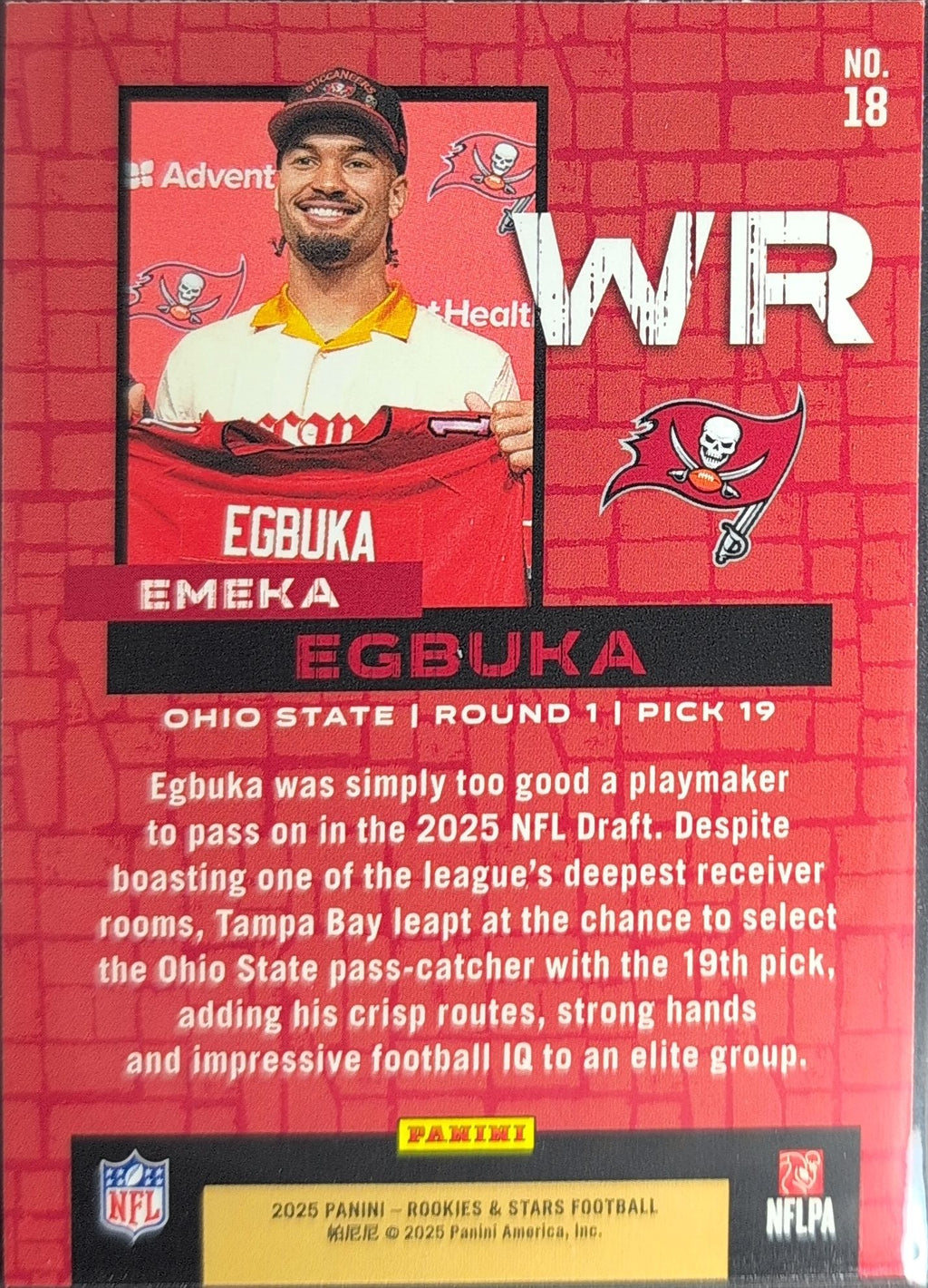 2025 Panini Rookies & Stars Emeka Egbuka #18 Draft Class Tampa Bay Buccaneers back