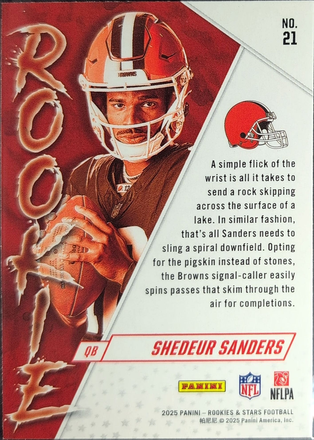 Shedeur Sanders 2025 Panini Rookies & Stars #21 Rookie Exclusive Cleveland Browns - back image