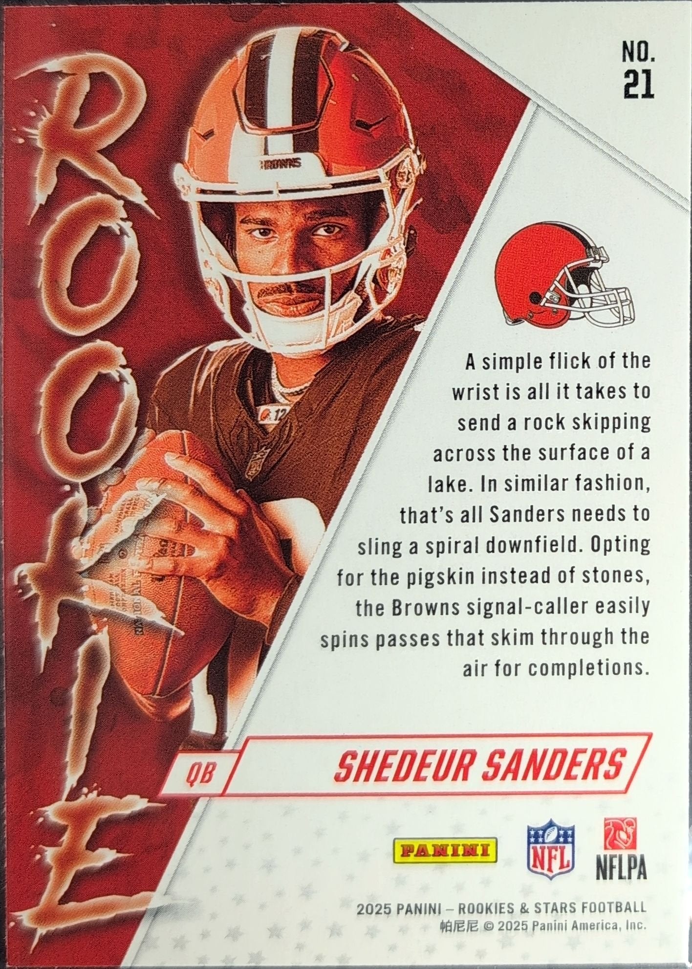 Shedeur Sanders 2025 Panini Rookies & Stars #21 Rookie Exclusive Cleveland Browns - back image