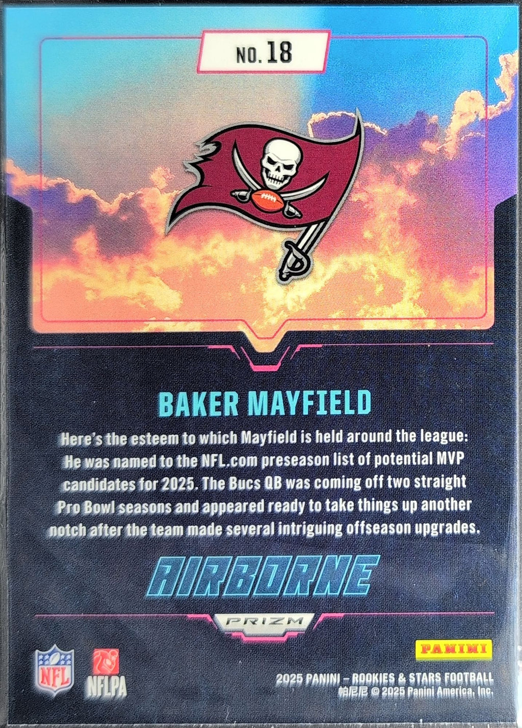 2025 Panini Rookies & Stars Baker Mayfield #18 Airborne Red Plaid Tampa Bay Buccaneers back