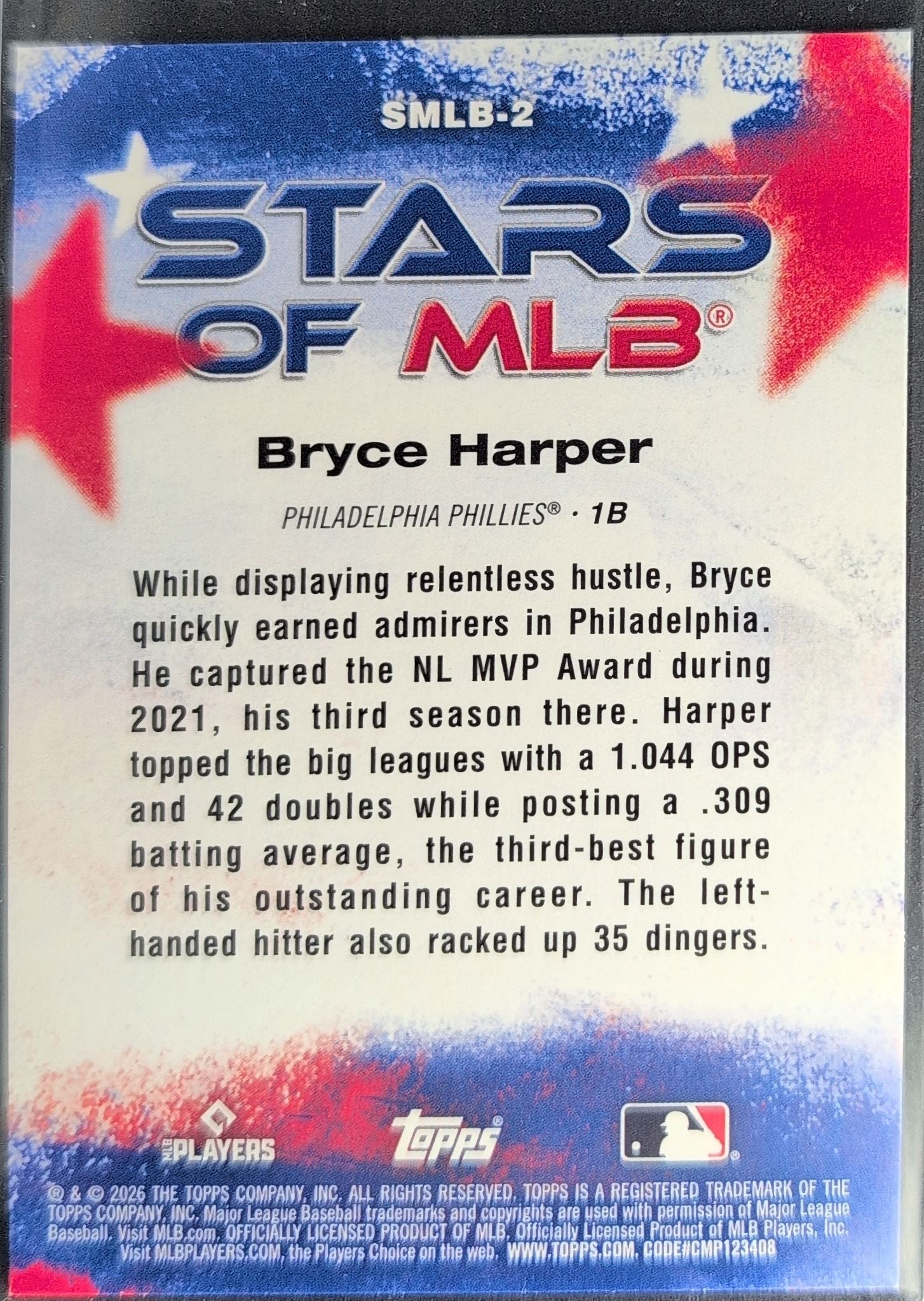 2026 Topps Bryce Harper #SMLB-2 Stars of MLB Philadelphia Phillies back