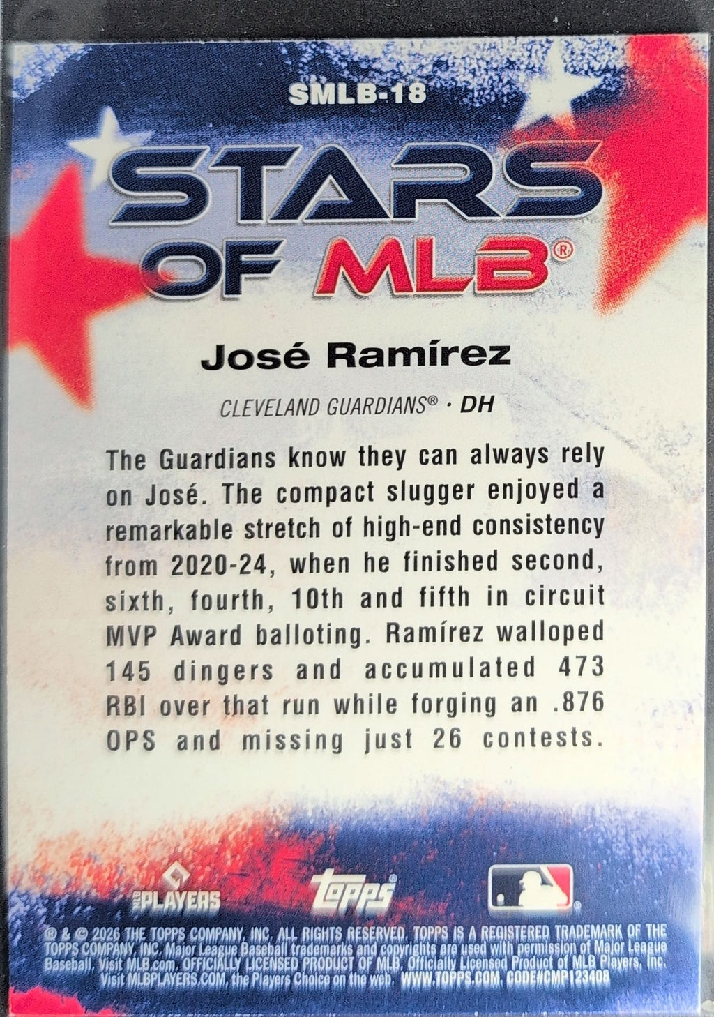 José Ramírez 2026 Topps #SMLB-18 Stars of MLB Cleveland Guardians - back image