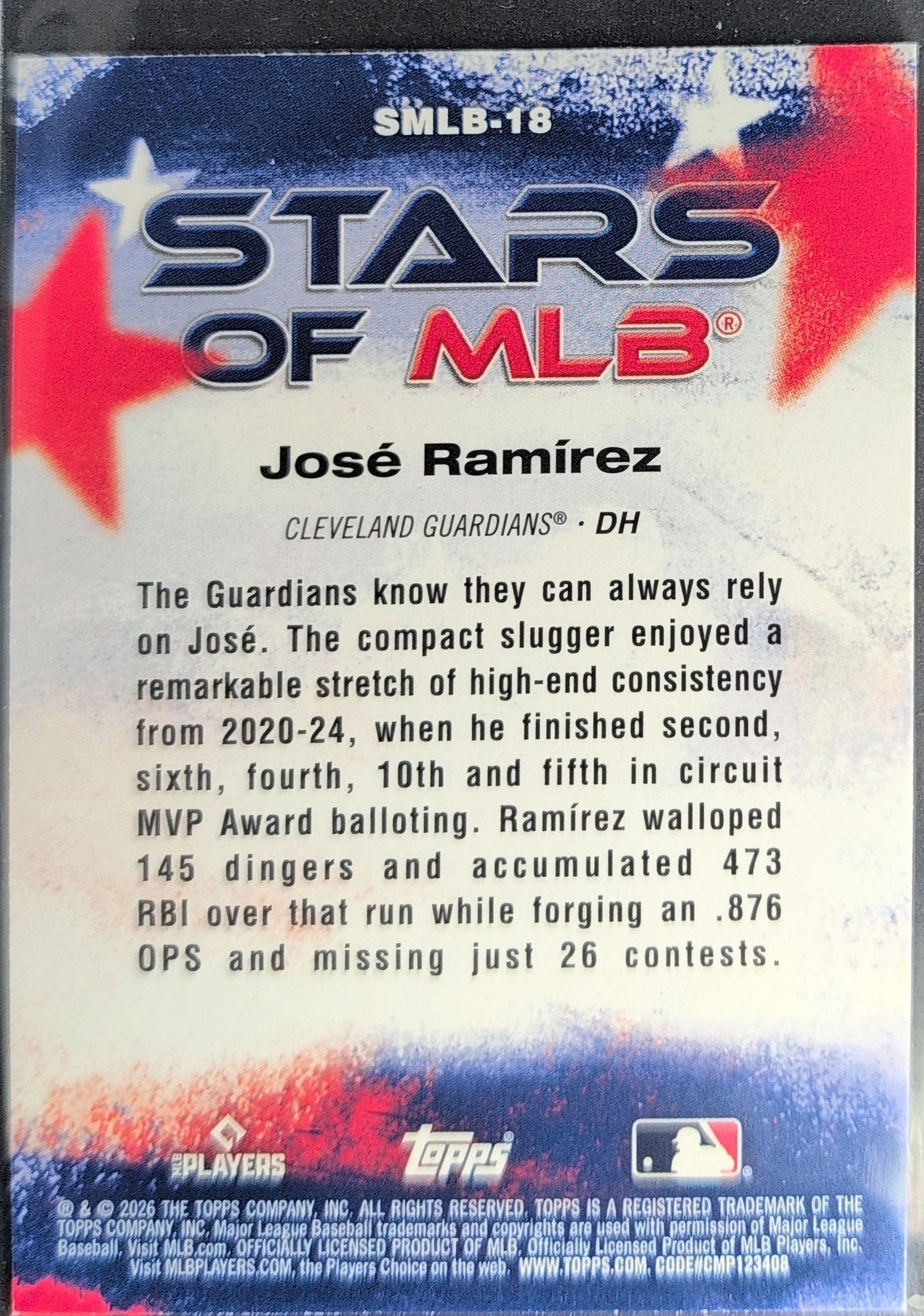 José Ramírez 2026 Topps #SMLB-18 Stars of MLB Cleveland Guardians - back image