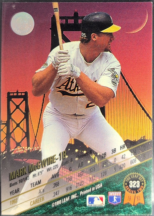 1993 Leaf Mark McGwire #323 Oakland Athletics back