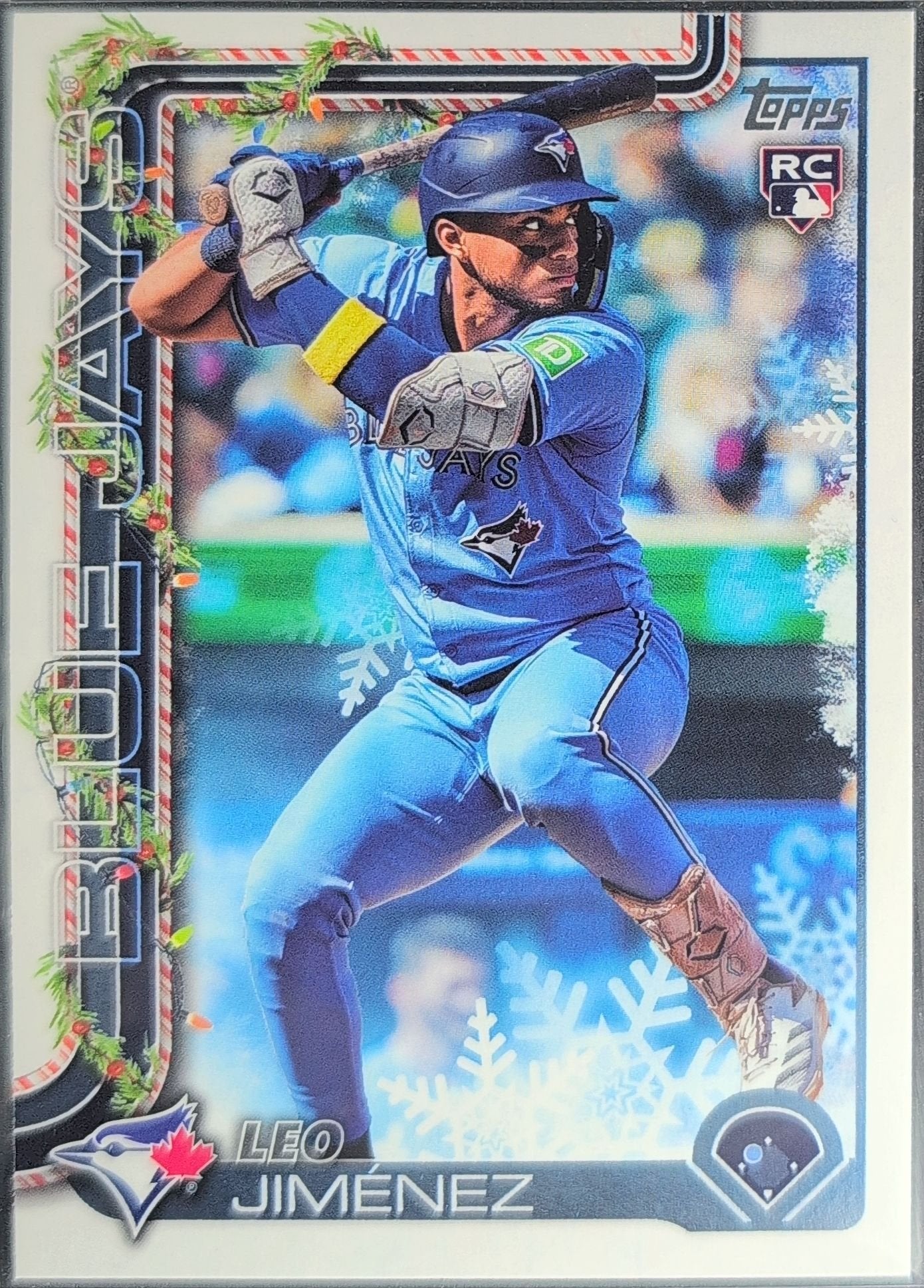 Leo Jiménez 2025 Topps Holiday #H57 Rookie RC Toronto Blue Jays - front image