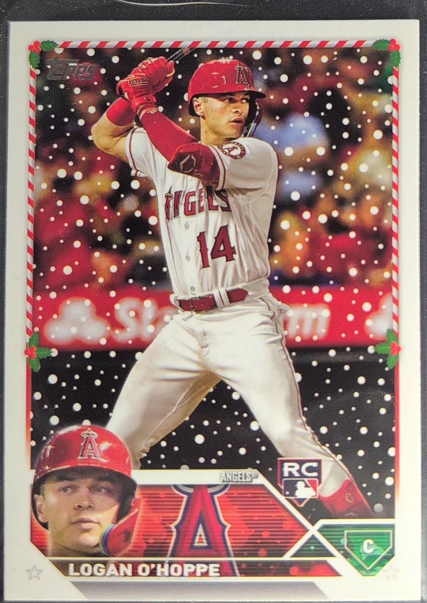 2023 Topps Holiday Logan O'Hoppe #H144 RC Los Angeles Angels front