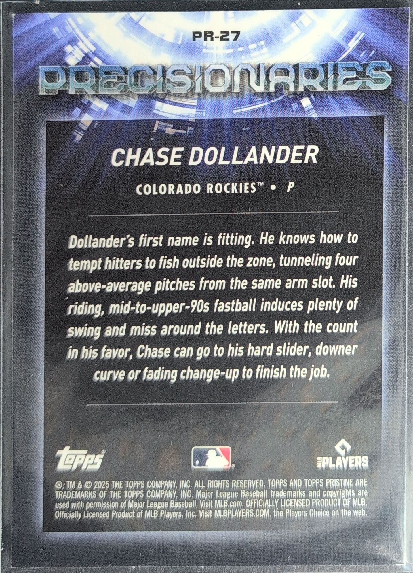 2025 Topps Pristine Chase Dollander #PR-27 Precisionaries Colorado Rockies back