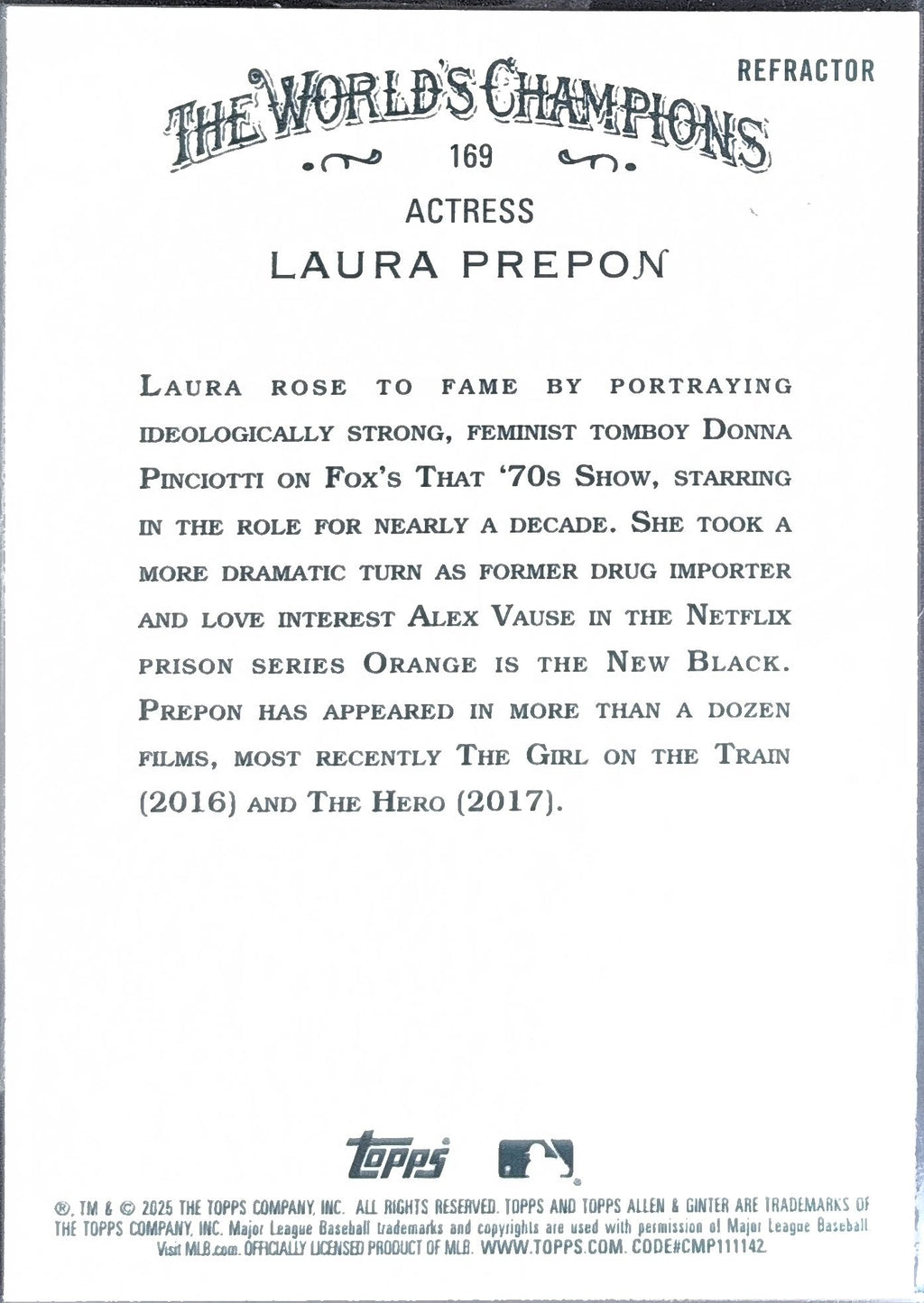 2025 Topps Allen & Ginter Laura Prepon #169 Chrome Refractor Actress back
