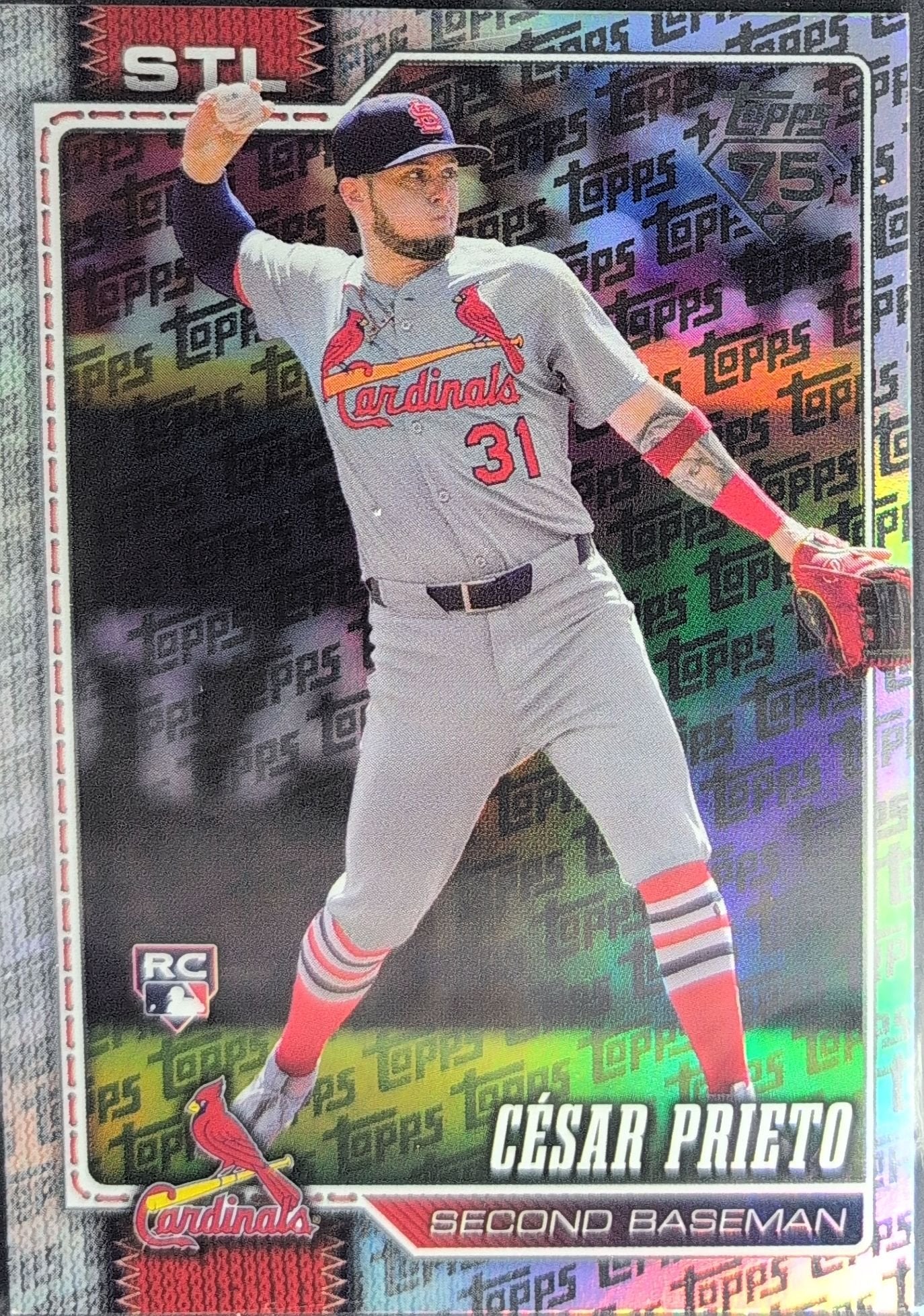 César Prieto 2026 Topps #95 Topps Foil Pattern Rookie RC St. Louis Cardinals - front image